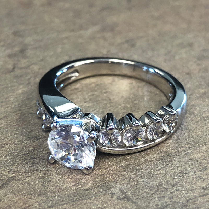 14K White Gold Bypass Diamond Accent Engagement Ring